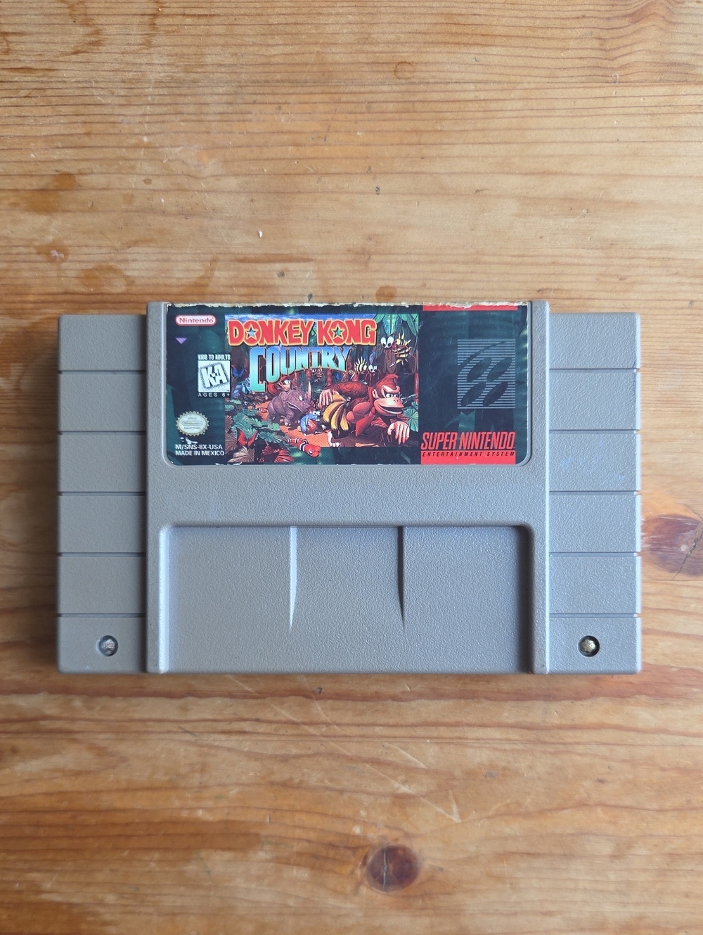 1990s Donkey Kong Country Nintendo SNES Authentic Game Cartridge Grey
